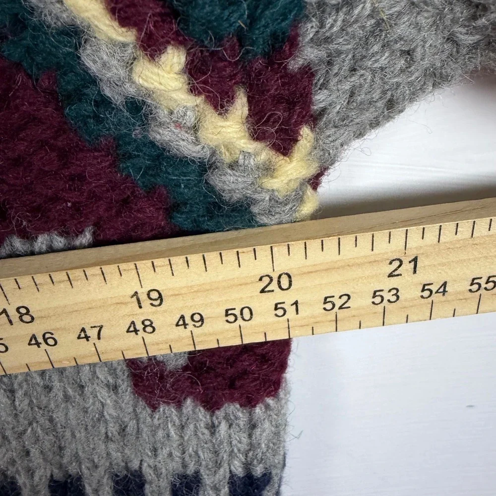 Vintage Susann D Hand Knitted Shetland Wool Sweater Southwestern Aztec‎ Women M